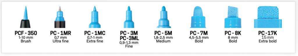 How many Posca pen colors are there? All colors listed! 3 Posca Paint Pen Tip Types and Sizes