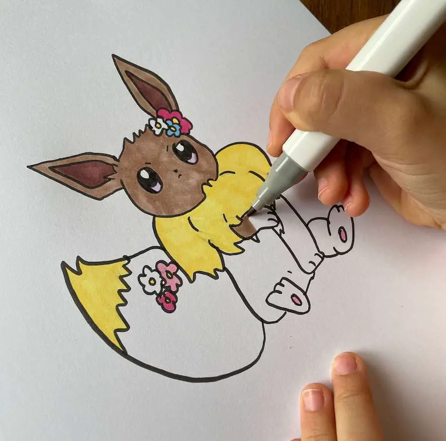 How to draw Eevee cute with step by step instructions 31 coloring in eevee drawing paw