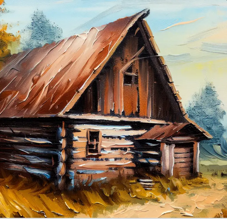 150 Easy Acrylic Painting Ideas for Beginners 267 Rustic Barn - A detailed work of a rustic barn in a countryside.