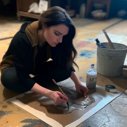 How To Seal Acrylic Pour Paintings: An Easy Beginner's Guide 7 artist applying acrylic pour painting sealer