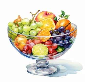 Copic Drawing Ideas: 120 Cool Things To Draw with Markers 53 Summary: Assorted fruits inside a glass bowl.
